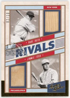 Babe Ruth Jimmie Foxx 2019 Leather & Lumber Rivals Dual Bat Card #RM-BJ 2/10 - Image 1 of 2