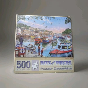 Bits And Pieces 500 Piece Puzzle Harbor Boats Dock Fishing - Picture 1 of 1