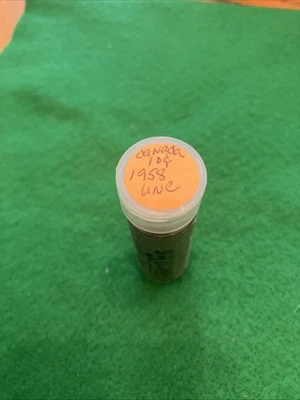 Canada 1958 Silver Dime Roll/tube Of 50 .80 Fine Silver Rare Roll In UNC Cond. - Image 1 of 4
