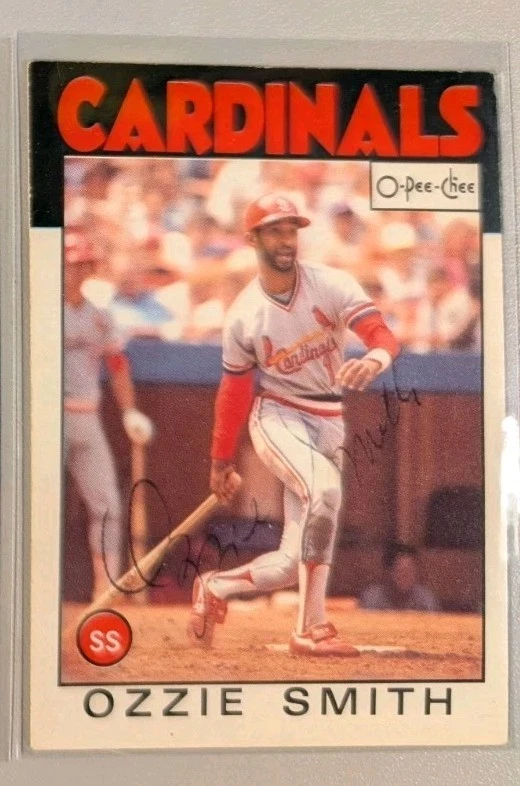 1986 O-Pee-Chee OPC #297 Ozzie Smith Cardinals autógrafo firmado Topps Foto 1 de 1