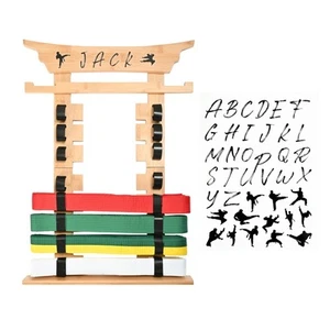 Wall Karate Belt Display Rack with Medal Hanger and Stickers, Martial Arts Be... - Picture 1 of 7