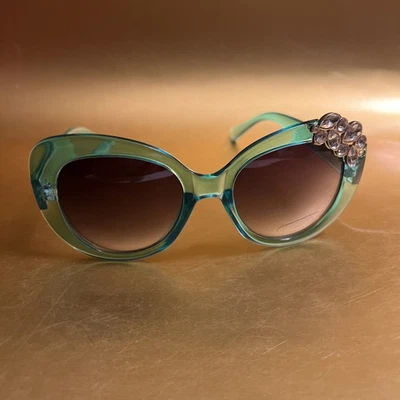 Gafas de sol para mujer con diamantes de imitación joya borde de cejas de gran tamaño ojo de gato 🕶️ AZUL DIVERTIDO❣️ Foto 1 de 4