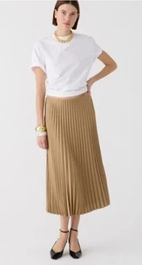J CREW - GWYNETH PLEATED SLIP MIDI SKIRT TAUPE Sz S NWT - Picture 1 of 10