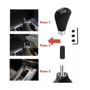 *´ Black Line 5 Speed Gear Shifter Head Genuine Leather Gear Shifter Knob Head - Picture 1 of 12