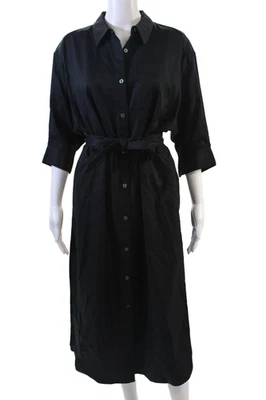 Vestido negro con botones y cuello manga corta Ninety Percent para mujer talla XS Foto 1 de 4
