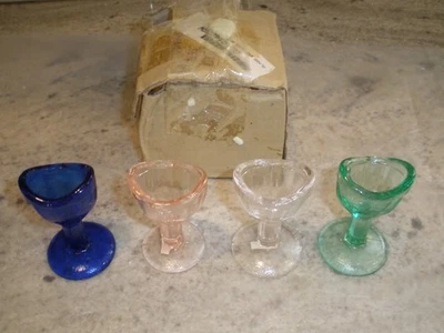 复古 4 件套玻璃眼罩 2.5 英寸透明蓝色绿色 — 第 1/3 张图片