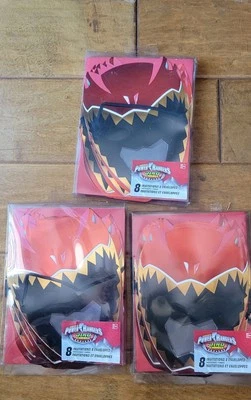 3-Power Ranger’s Dino Charge Fiesta de Cumpleaños 8 Invitaciones de Lujo con Máscara 6"x8" Foto 1 de 4