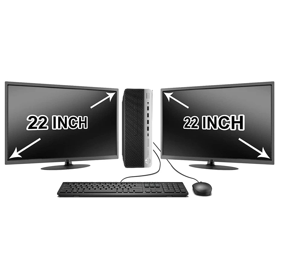 HP G4 SFF SIX Core 8th Gen i5-8500 8GB 500GB WINDOWS 11 Pro DUAL 22" LCD Wi-Fi - Image 1 of 4