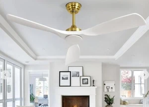Depuley 52 in 3-Blade White & Gold Ceiling Fan With No Light Noiseless Reversibl - Picture 1 of 9