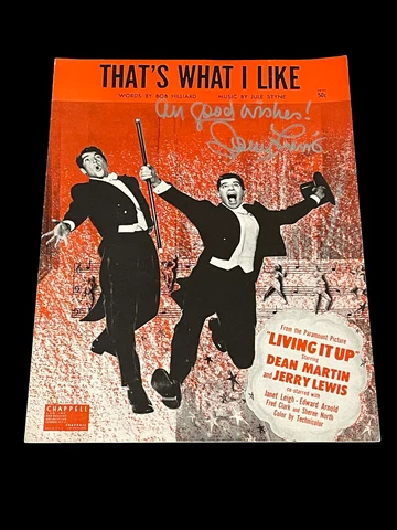 Jerry Lewis Living It Up Rare Signed Autograph Sheet Music Photo w/ Dean Martin Cover