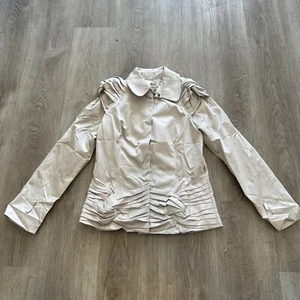 Burberry London short trench coat cotton jacket Medium Beige Tan Lightweight - Picture 1 of 14