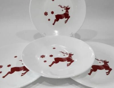 ❤️ 4 PLATOS DE PAN Corelle RUDOLPH 6.75" Aperitivo SANTA'S Vacaciones RENO ROJO Foto 1 de 4