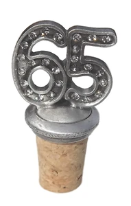 65 Birthday / Anniversary Hand Crafted Pewter Bottle Stopper Wine Saver - Picture 1 of 3