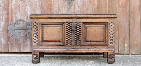 18th Century Carved Oak Chest Cover