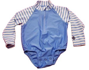 Coolibar Baby Boys Girls Size 6 Months One-Piece Baby Wave Swimsuit Blue Stripe - Picture 1 of 6
