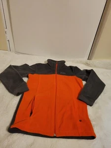 Columbia Jacket Boys Large gray/orange Fleece Full Zip Long Sleeve Pockets 14/16 - Picture 1 of 7