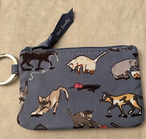 Vera Bradley Ausweisetui mit Reißverschluss und Schlüsselring in Cats Meow.  NEU mit Etikett - Bild 1 von 8