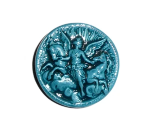 Aurora , Goddess of The Dawn Art Stone Shank Button 1-9/16" Horse Prussian Blue - Picture 1 of 4