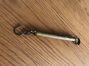 VINTAGE FISHING POCKET BRASS SALTER LB WEIGHT SPRING BALANCE 0-20LB NICE - Picture 1 of 6