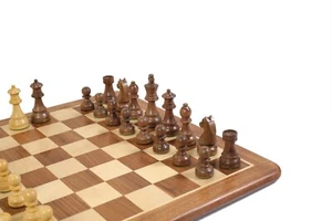 Rosewood Tournament Series German Knight Chess Pieces with Chessboard King 3.75" - Picture 1 of 5