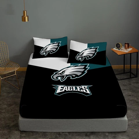 Philadelphia Eagles Fitted Sheet Mattress Cover Pillowcase Bedding Set 3PCS Gift Cover