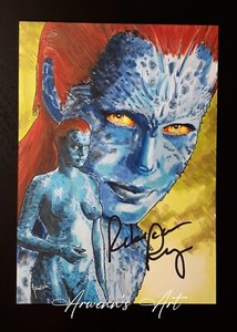 5x7 Original Art X-Men Mystique Signed by Actress Rebecca Romijn Sketch Card