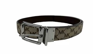 "Cinturón reversible para mujer Michael Kors MK Signature marrón/logo plateado 41,5""" - Imagen 1 de 4