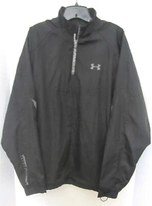 MENS UNDER ARMOUR BLACK 1/4 ZIP WINDBREAKER JACKET SIZE LARGE - Picture 1 of 9