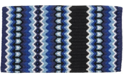 TUSCON BLANKET BY TOUGH 1 Western Wool Show Saddle Blanket - 34"x40"- Black - R Blue - Ice Blue - Cream