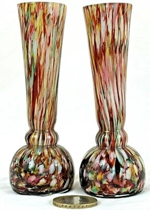 Murano Glas venezianische Sommerso oder Tschechische Spritzer gefasste Knospe Vasen 5" - Bild 1 von 5