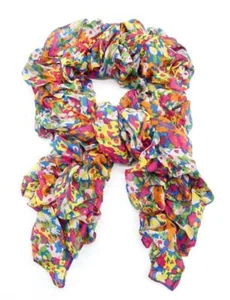 New ABSTRACT Blue Red Yellow Multicolor Floral Print Crinkled Ruffles Wrap Scarf - Picture 1 of 6