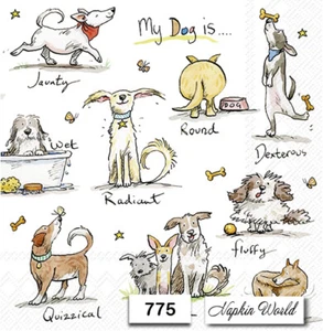 (775) DOS servilletas artesanales artísticas decoupage de papel para almuerzo - PERROS CACHORROS CACHORROS CANINO - Imagen 1 de 3