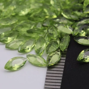 Marquise Peridot Intense Green Nano Crystal Heat Resistant Synthetic Lab Peridot - Picture 1 of 13