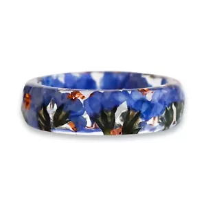 Forget-Me-Not Resin Ring - High-Quality Handmade Ring with Real Flowers Inside - Picture 1 of 5
