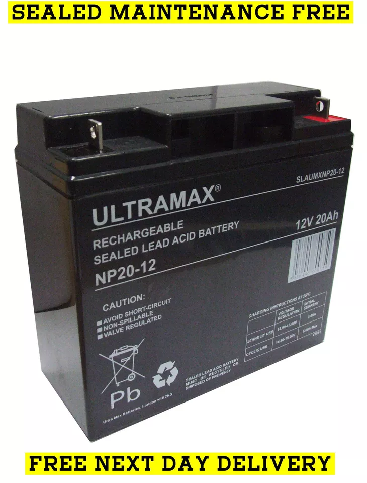 ULTRAMAX NP20-12 - 12V 20Ah Sealed Lead Acid Deep Cycle Battery - Image 1 of 2