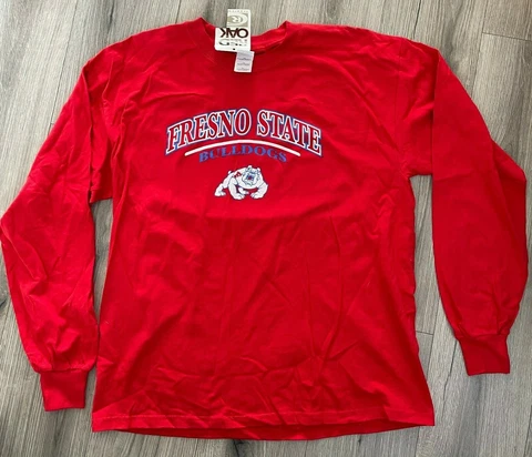 Red Oak FRESNO STATE Bulldogs Red Long Sleeve Tshirt Mens Sizes Cover