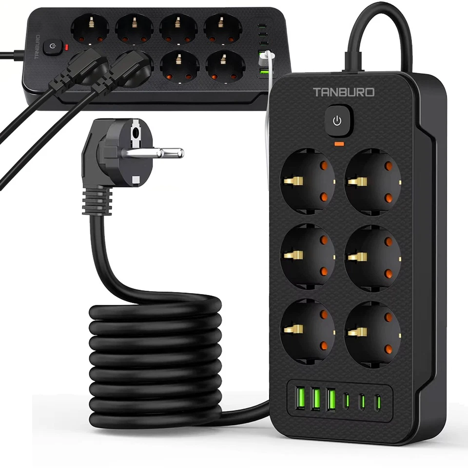 MARKENLOS Steckdosenleiste mit Schalter 3-8 fach Mehrfachsteckdose USB Winkel Flachstecker