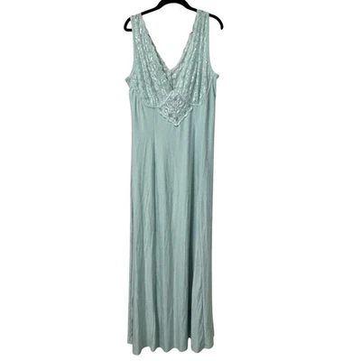 Soft Surroundings Women's Blue Mint Lace Nightgown Maxi Length Size Large - Image 1 of 4