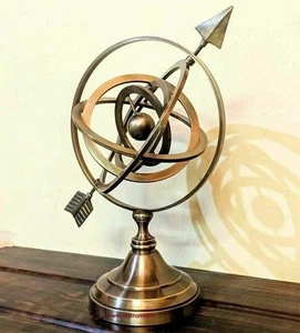 Esfera Latón Globo Astrología Horóscopo Signos Antiguo Vintage Zodiaco Armilar - Imagen 1 de 5