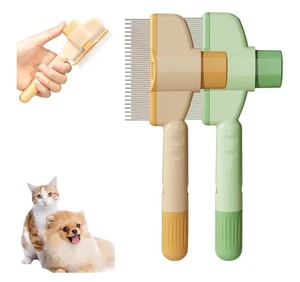 Pet Hair Brush Remover Tool Cat Dog Grooming Self Clean Comb Steel Needle 2 Pack - Picture 1 of 11