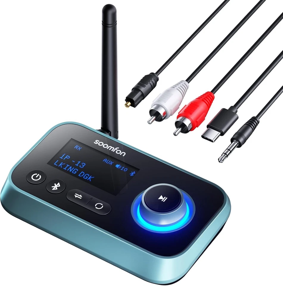 SOOMFON Bluetooth 5.0 Transmitter Empfänger Bluetooth TV Adapter Lautstärkeregler