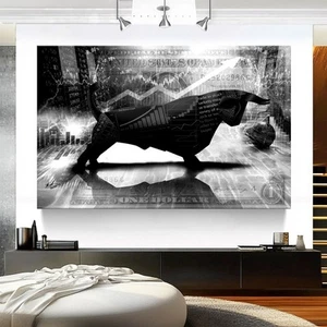 Leinwand Bilder Bulle Stier Börse Tiere Tierbilder Abstrakt Wandbilder XXL 8537A - Bild 1 von 9