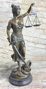 Blind Lady Justice Semi Nude Bronze Sculpture Lawyer Attorney Gift Decor - Picture 1 of 10