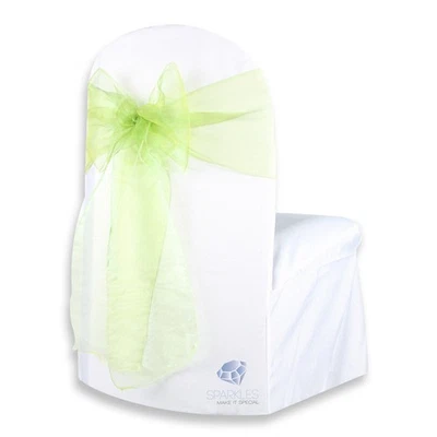 10 pcs Organza Chair Cover Bow Sash 108"x8" - Apple Green - Wedding Party bq - Image 1 of 4