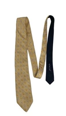 "Corbata de seda Joseph W. Nordstrom XXL dorada con medallones ovalados 3,25"" de ancho 68"" de largo" Foto 1 de 4