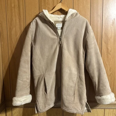 Abrigo para mujer St Johns Bay chaqueta de cuero de gamuza tostada mediana forrada de oveja SUAVE Foto 1 de 4