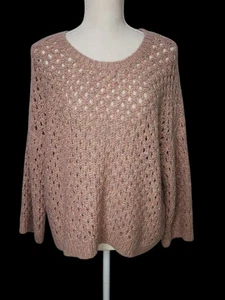 Eileen Fisher S Small Damen Peruanischer Alpaka Offen Strick Pullover Oversize Rosa - Bild 1 von 7