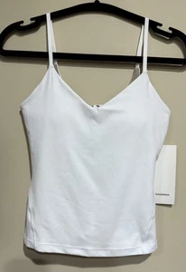 Neu mit Etikett lululemon Größe 6 Align Taillenlänge Cami Tank A/B integrierter BH WEISS - Bild 1 von 3