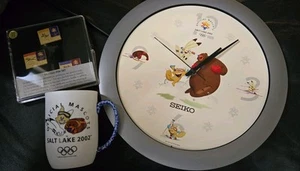 Olympia Salt Lake 2002 Sammlung Konvolut Uhr Kaffeebecher & Brail Pin Set - Bild 1 von 7