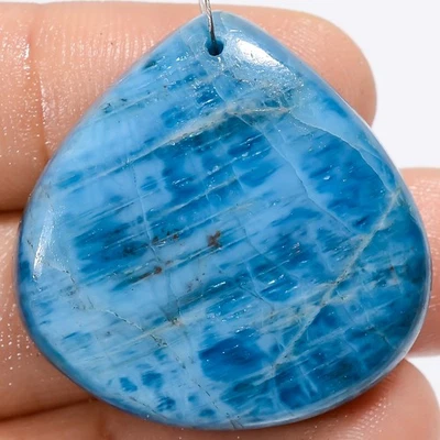 Piedra preciosa perforada cabujón corazón apatita azul neón 63,5 quilates 30X30X7 mm A-30327 Foto 1 de 2